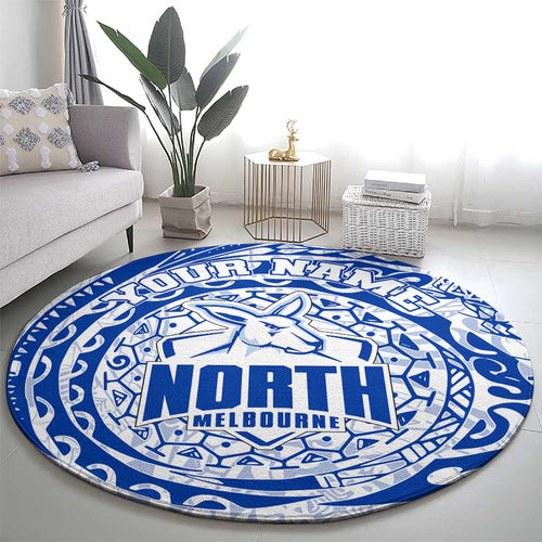 Personalized North Melbourne Kangaroos Polynesian Round Carpet Tribal Chest and Sleeve Tattoo Heritage Warrior
