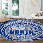Personalized North Melbourne Kangaroos Polynesian Round Carpet Tribal Chest and Sleeve Tattoo Heritage Warrior