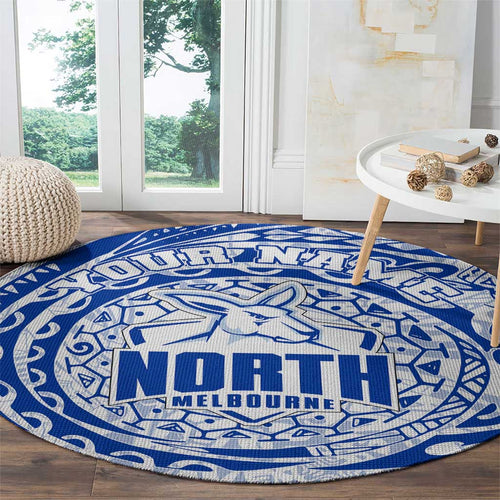 Personalized North Melbourne Kangaroos Polynesian Round Carpet Tribal Chest and Sleeve Tattoo Heritage Warrior