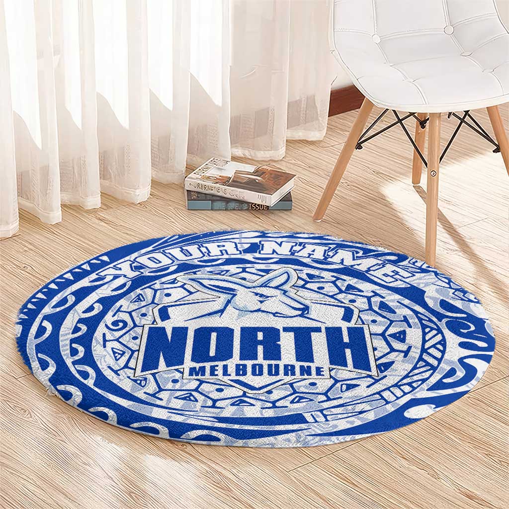 Personalized North Melbourne Kangaroos Polynesian Round Carpet Tribal Chest and Sleeve Tattoo Heritage Warrior