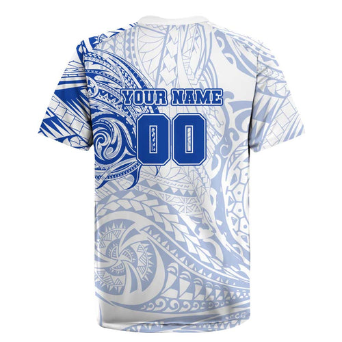 Personalized North Melbourne Kangaroos Polynesian Rugby Jersey Tribal Chest and Sleeve Tattoo Heritage Warrior