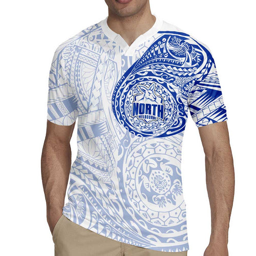 Personalized North Melbourne Kangaroos Polynesian Rugby Jersey Tribal Chest and Sleeve Tattoo Heritage Warrior