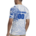 Personalized North Melbourne Kangaroos Polynesian Rugby Jersey Tribal Chest and Sleeve Tattoo Heritage Warrior