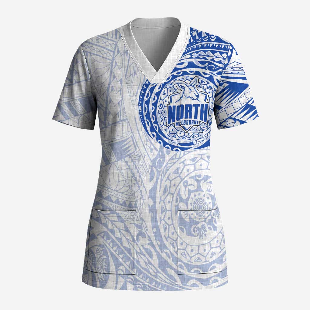 Personalized North Melbourne Kangaroos Polynesian Scrub Top Tribal Chest and Sleeve Tattoo Heritage Warrior