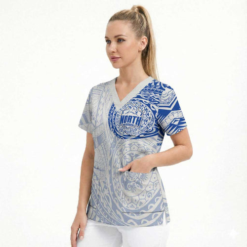 Personalized North Melbourne Kangaroos Polynesian Scrub Top Tribal Chest and Sleeve Tattoo Heritage Warrior