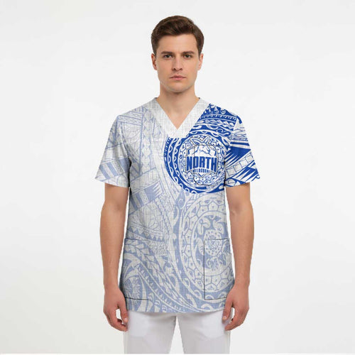 Personalized North Melbourne Kangaroos Polynesian Scrub Top Tribal Chest and Sleeve Tattoo Heritage Warrior