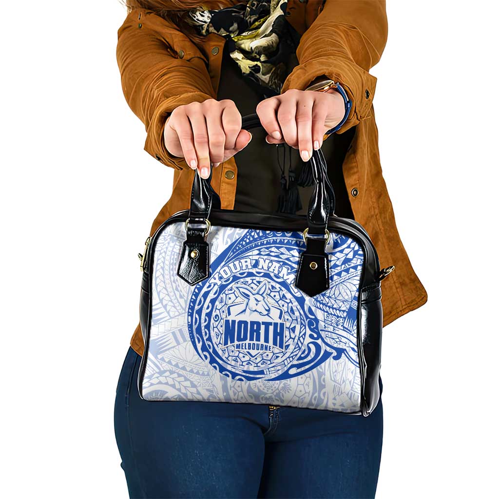 Personalized North Melbourne Kangaroos Polynesian Shoulder Handbag Tribal Chest and Sleeve Tattoo Heritage Warrior