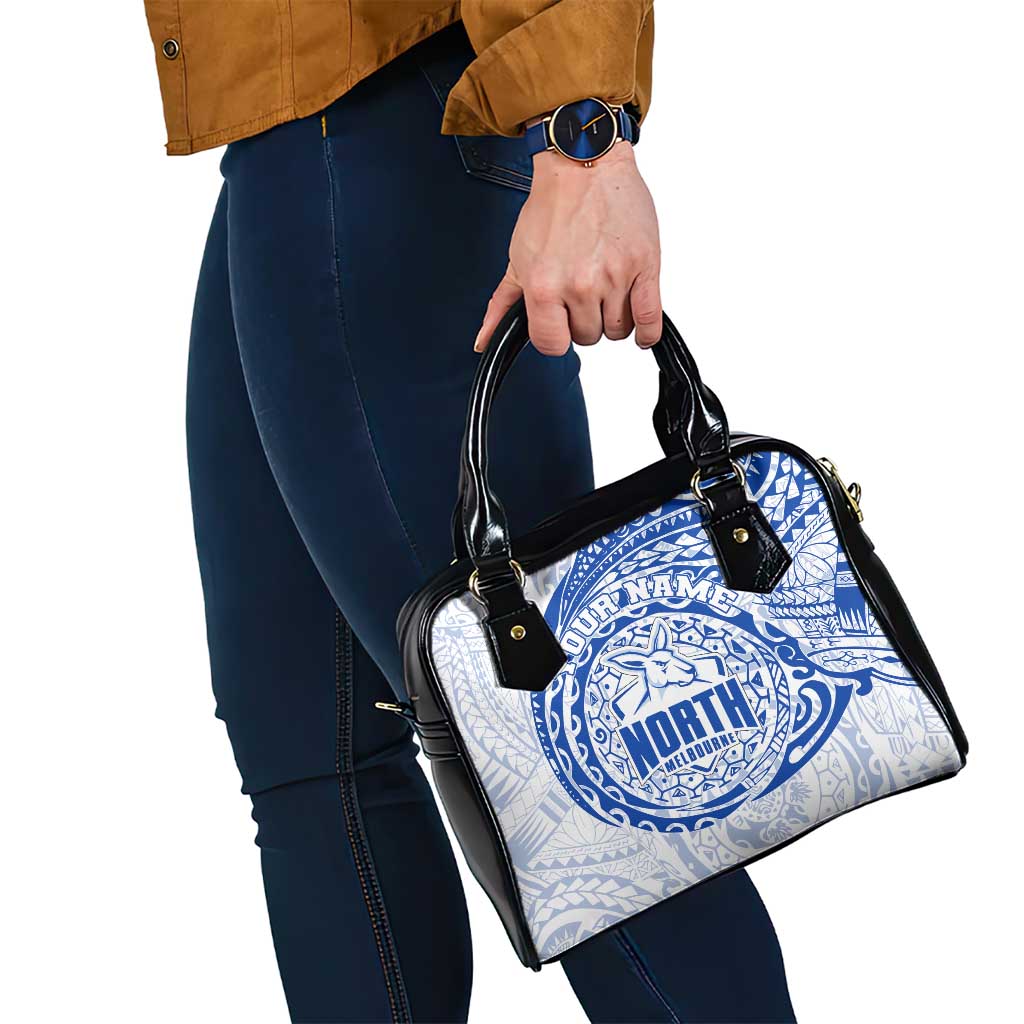 Personalized North Melbourne Kangaroos Polynesian Shoulder Handbag Tribal Chest and Sleeve Tattoo Heritage Warrior