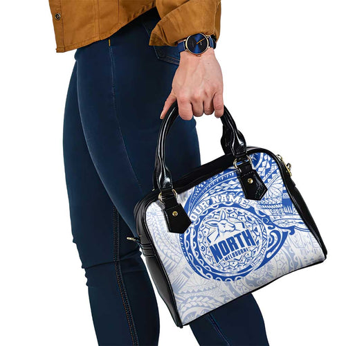 Personalized North Melbourne Kangaroos Polynesian Shoulder Handbag Tribal Chest and Sleeve Tattoo Heritage Warrior
