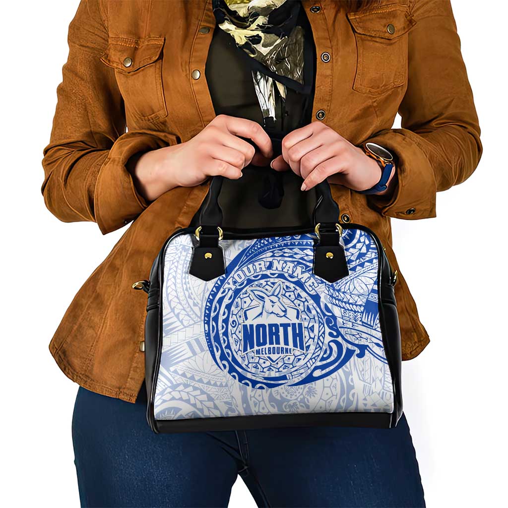 Personalized North Melbourne Kangaroos Polynesian Shoulder Handbag Tribal Chest and Sleeve Tattoo Heritage Warrior
