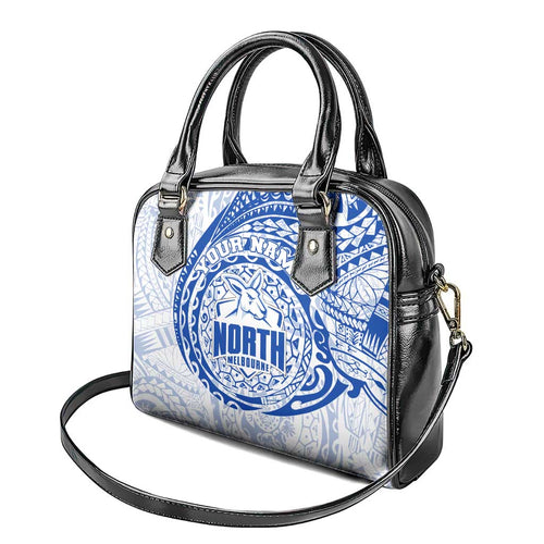 Personalized North Melbourne Kangaroos Polynesian Shoulder Handbag Tribal Chest and Sleeve Tattoo Heritage Warrior