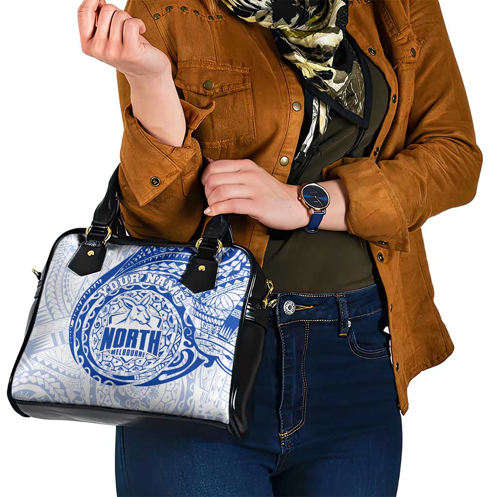 Personalized North Melbourne Kangaroos Polynesian Shoulder Handbag Tribal Chest and Sleeve Tattoo Heritage Warrior