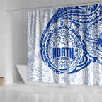 Personalized North Melbourne Kangaroos Polynesian Shower Curtain Tribal Chest and Sleeve Tattoo Heritage Warrior