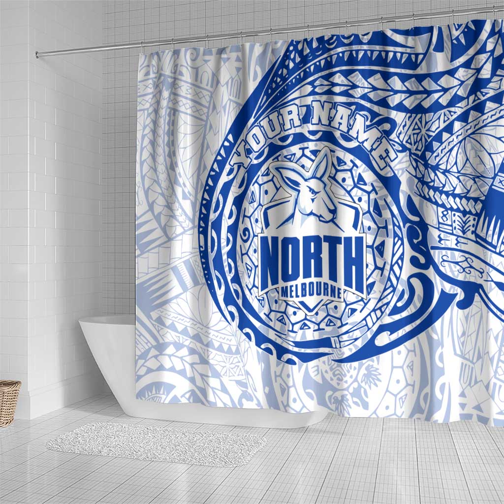 Personalized North Melbourne Kangaroos Polynesian Shower Curtain Tribal Chest and Sleeve Tattoo Heritage Warrior