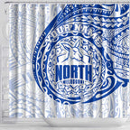 Personalized North Melbourne Kangaroos Polynesian Shower Curtain Tribal Chest and Sleeve Tattoo Heritage Warrior