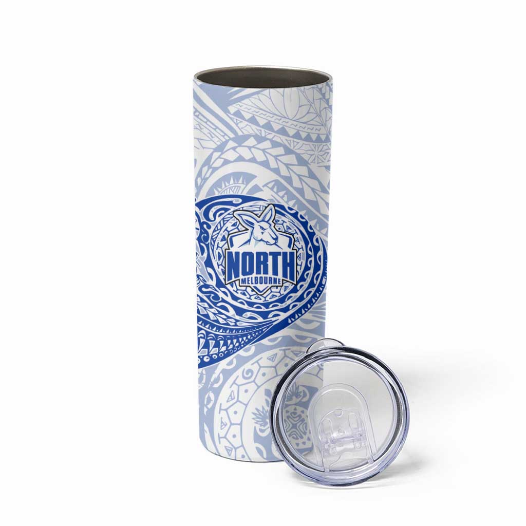 Personalized North Melbourne Kangaroos Polynesian Skinny Tumbler Tribal Chest and Sleeve Tattoo Heritage Warrior
