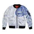 Personalized North Melbourne Kangaroos Polynesian Sleeve Zip Bomber Jacket Tribal Chest and Sleeve Tattoo Heritage Warrior