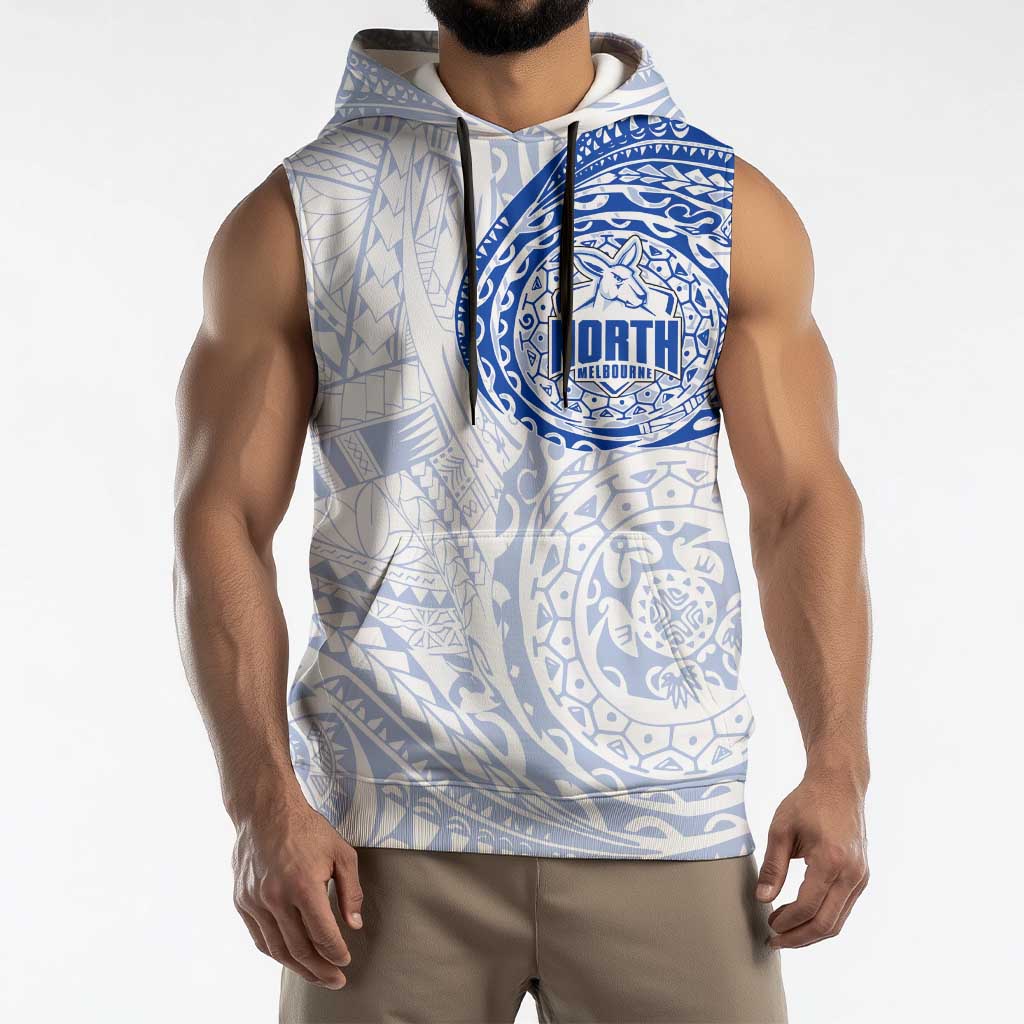 Personalized North Melbourne Kangaroos Polynesian Sleeveless Hoodie Tribal Chest and Sleeve Tattoo Heritage Warrior