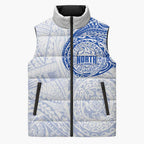 Personalized North Melbourne Kangaroos Polynesian Sleeveless Puffer Jacket Tribal Chest and Sleeve Tattoo Heritage Warrior