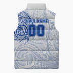 Personalized North Melbourne Kangaroos Polynesian Sleeveless Puffer Jacket Tribal Chest and Sleeve Tattoo Heritage Warrior