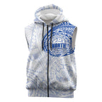 Personalized North Melbourne Kangaroos Polynesian Sleeveless Zip Hoodie Tribal Chest and Sleeve Tattoo Heritage Warrior