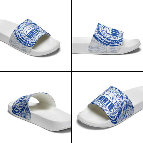 Personalized North Melbourne Kangaroos Polynesian Slide Sandals Tribal Chest and Sleeve Tattoo Heritage Warrior
