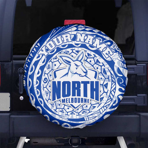 Personalized North Melbourne Kangaroos Polynesian Spare Tire Cover Tribal Chest and Sleeve Tattoo Heritage Warrior
