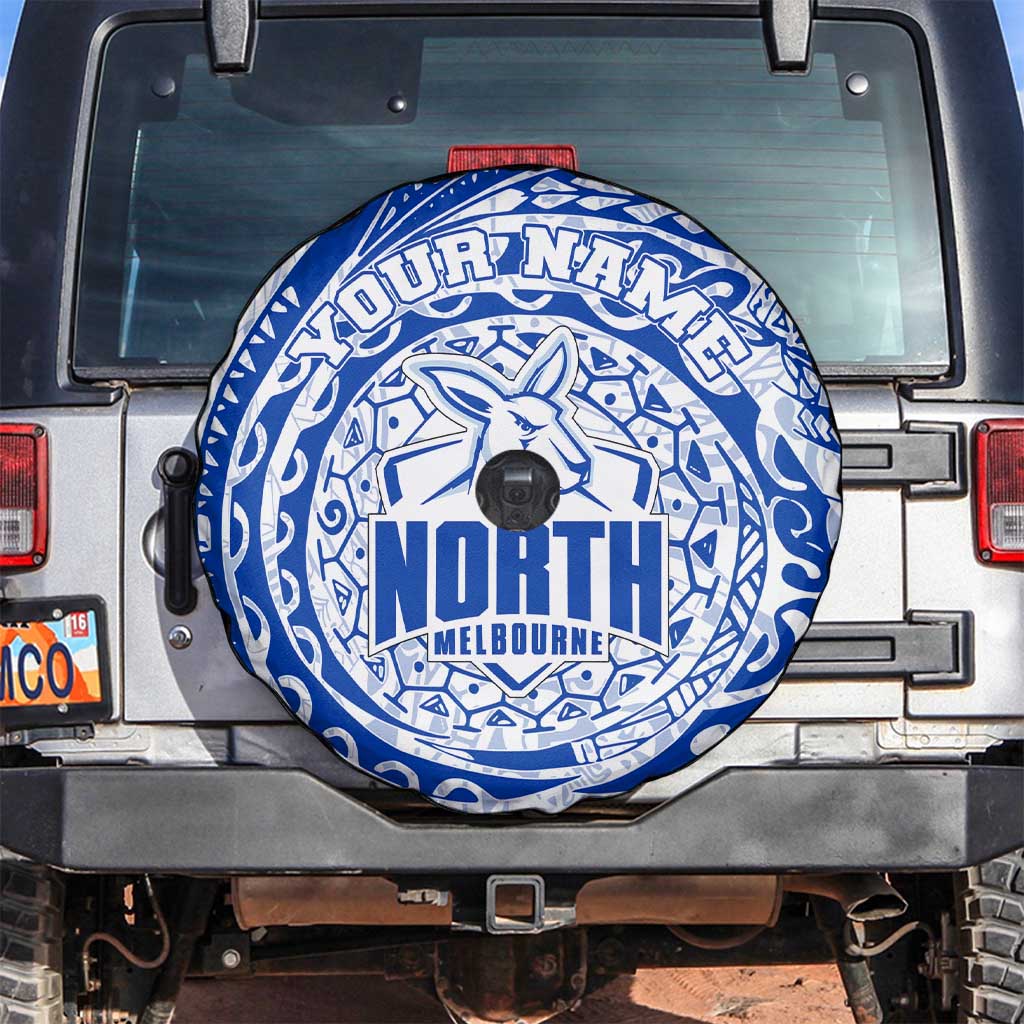 Personalized North Melbourne Kangaroos Polynesian Spare Tire Cover Tribal Chest and Sleeve Tattoo Heritage Warrior