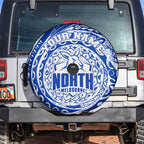 Personalized North Melbourne Kangaroos Polynesian Spare Tire Cover Tribal Chest and Sleeve Tattoo Heritage Warrior
