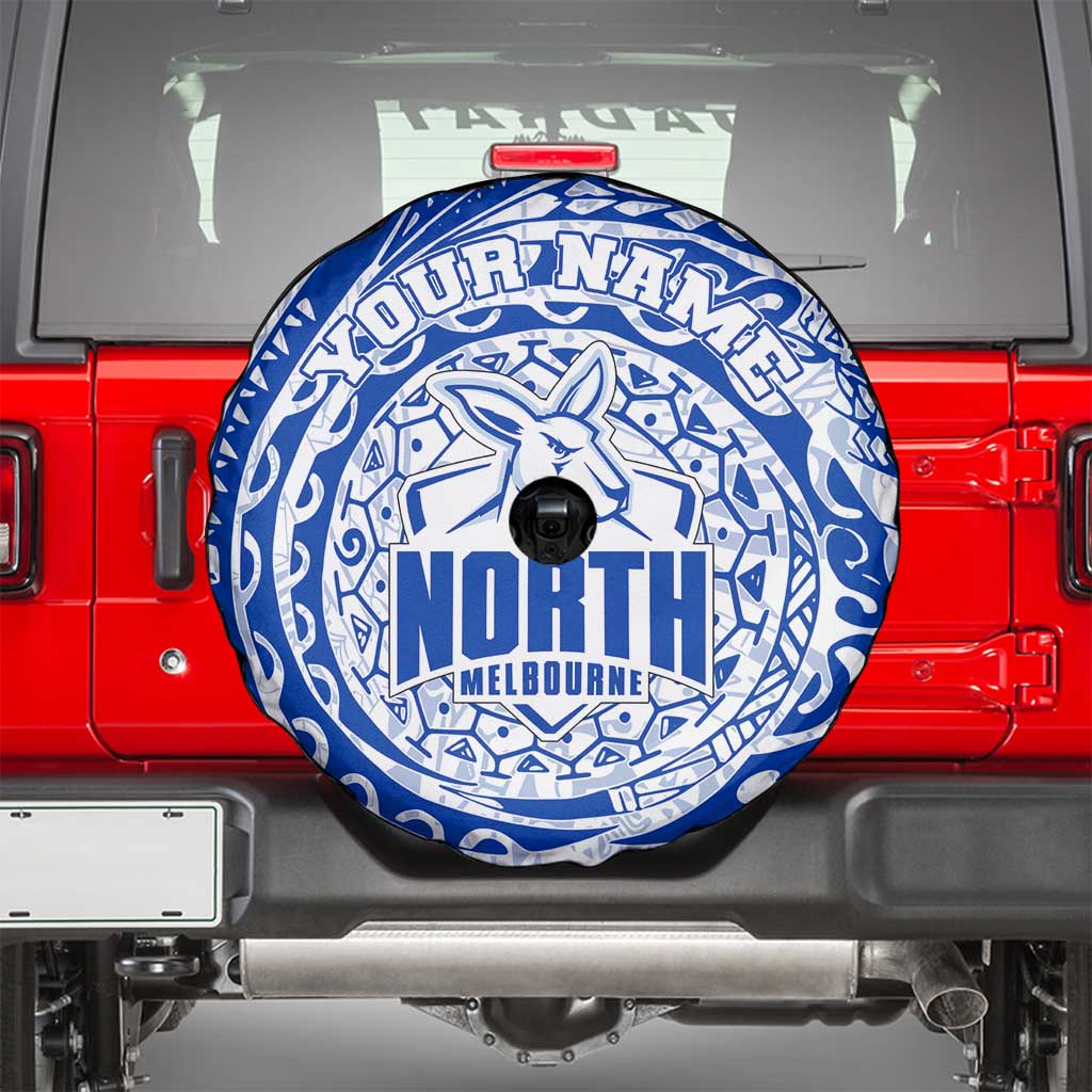 Personalized North Melbourne Kangaroos Polynesian Spare Tire Cover Tribal Chest and Sleeve Tattoo Heritage Warrior