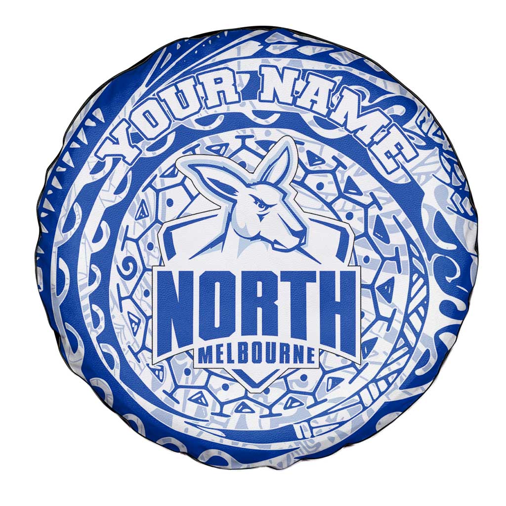 Personalized North Melbourne Kangaroos Polynesian Spare Tire Cover Tribal Chest and Sleeve Tattoo Heritage Warrior