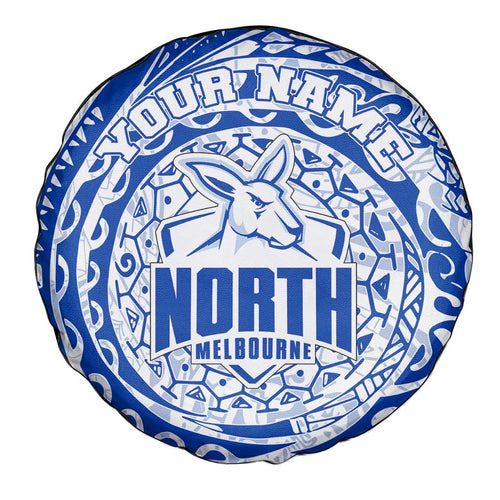 Personalized North Melbourne Kangaroos Polynesian Spare Tire Cover Tribal Chest and Sleeve Tattoo Heritage Warrior