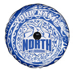 Personalized North Melbourne Kangaroos Polynesian Spare Tire Cover Tribal Chest and Sleeve Tattoo Heritage Warrior