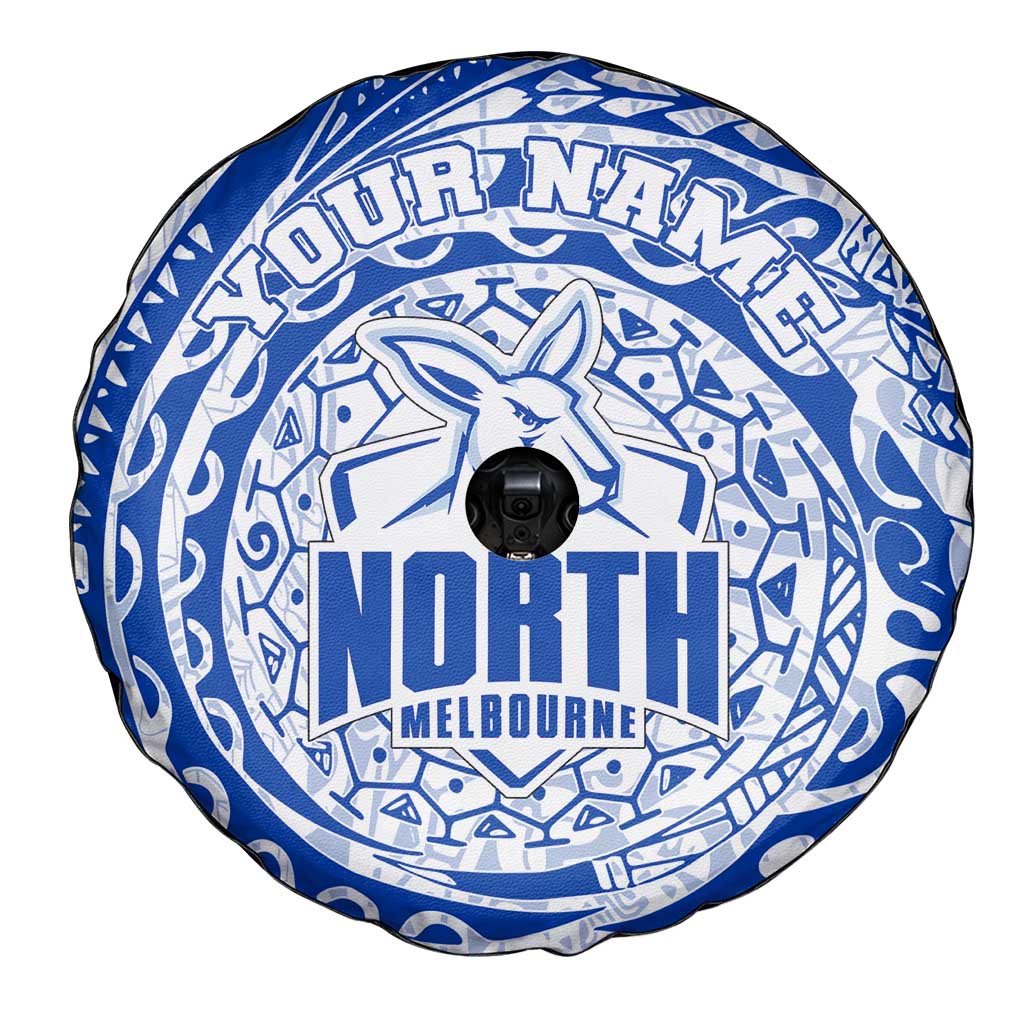 Personalized North Melbourne Kangaroos Polynesian Spare Tire Cover Tribal Chest and Sleeve Tattoo Heritage Warrior