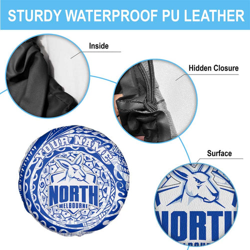Personalized North Melbourne Kangaroos Polynesian Spare Tire Cover Tribal Chest and Sleeve Tattoo Heritage Warrior
