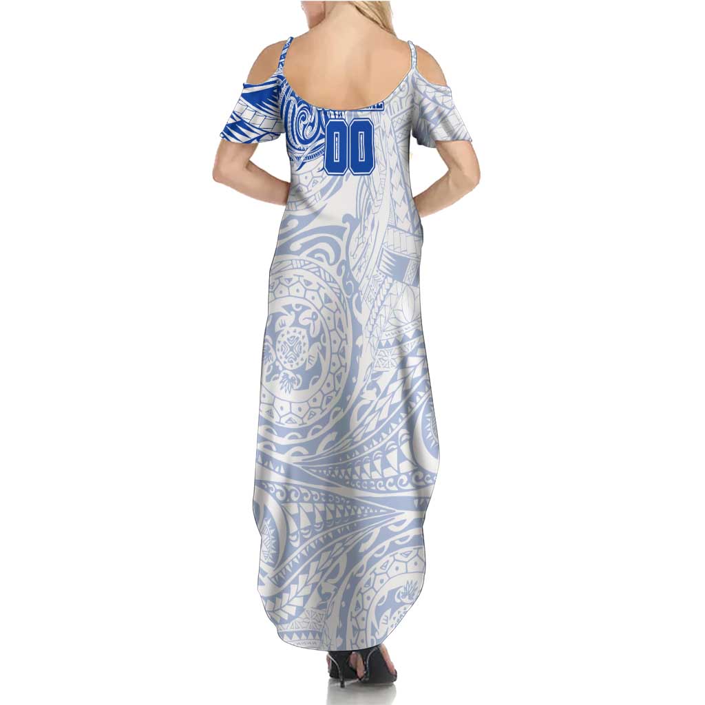 Personalized North Melbourne Kangaroos Polynesian Summer Maxi Dress Tribal Chest and Sleeve Tattoo Heritage Warrior