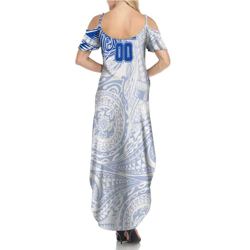 Personalized North Melbourne Kangaroos Polynesian Summer Maxi Dress Tribal Chest and Sleeve Tattoo Heritage Warrior
