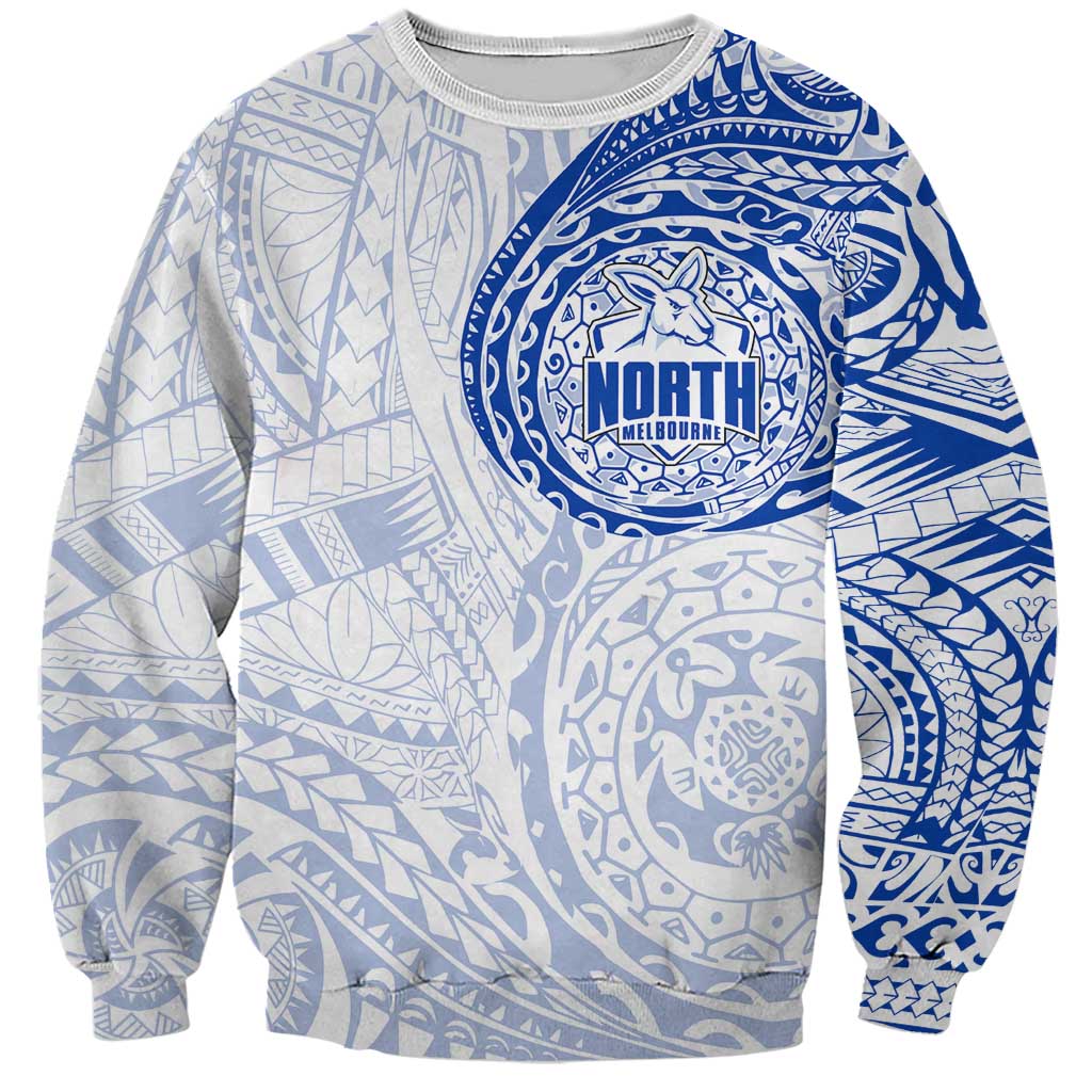 Personalized North Melbourne Kangaroos Polynesian Sweatshirt Tribal Chest and Sleeve Tattoo Heritage Warrior