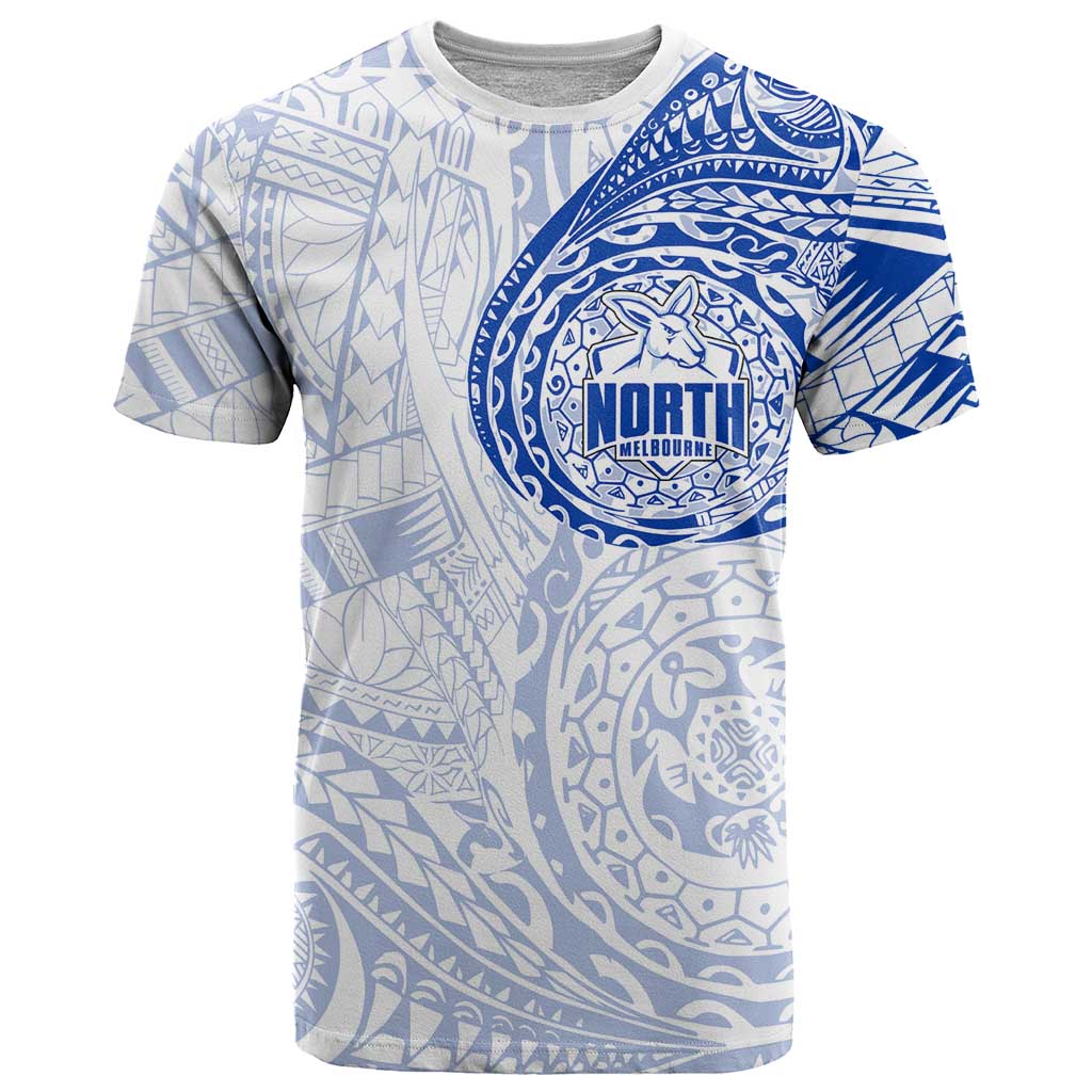 Personalized North Melbourne Kangaroos Polynesian T Shirt Tribal Chest and Sleeve Tattoo Heritage Warrior
