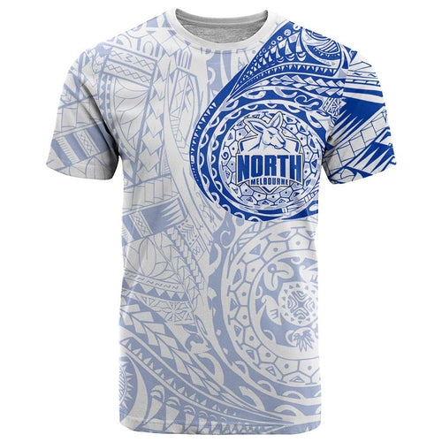 Personalized North Melbourne Kangaroos Polynesian T Shirt Tribal Chest and Sleeve Tattoo Heritage Warrior