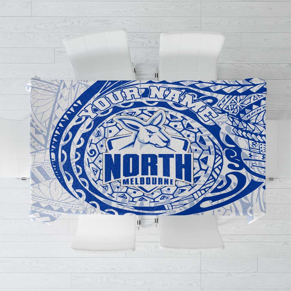 Personalized North Melbourne Kangaroos Polynesian Tablecloth Tribal Chest and Sleeve Tattoo Heritage Warrior