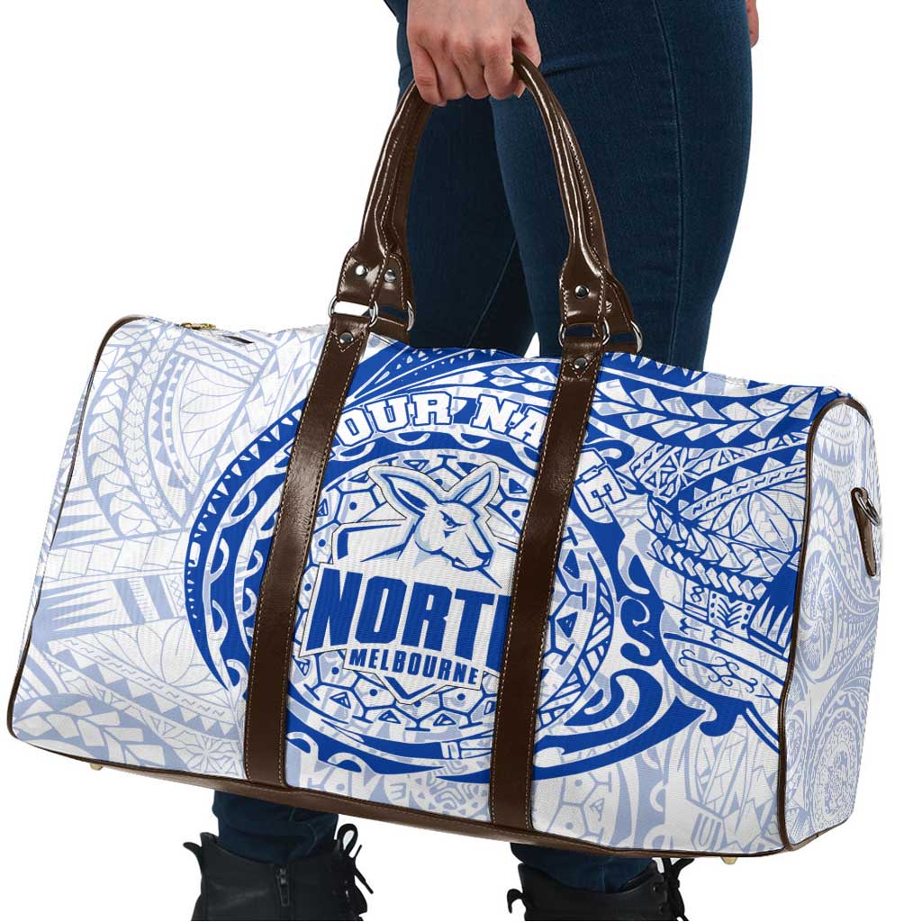 Personalized North Melbourne Kangaroos Polynesian Travel Bag Tribal Chest and Sleeve Tattoo Heritage Warrior