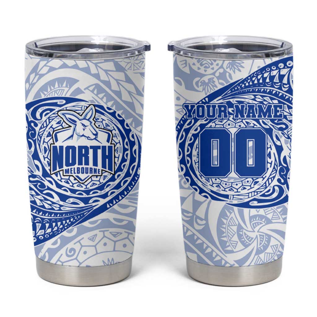 Personalized North Melbourne Kangaroos Polynesian Tumbler Cup Tribal Chest and Sleeve Tattoo Heritage Warrior