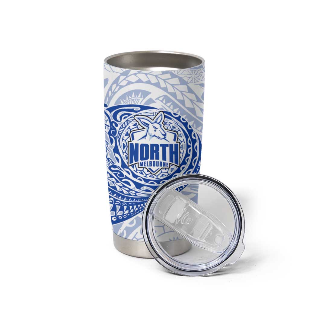 Personalized North Melbourne Kangaroos Polynesian Tumbler Cup Tribal Chest and Sleeve Tattoo Heritage Warrior