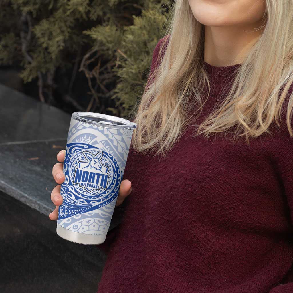 Personalized North Melbourne Kangaroos Polynesian Tumbler Cup Tribal Chest and Sleeve Tattoo Heritage Warrior