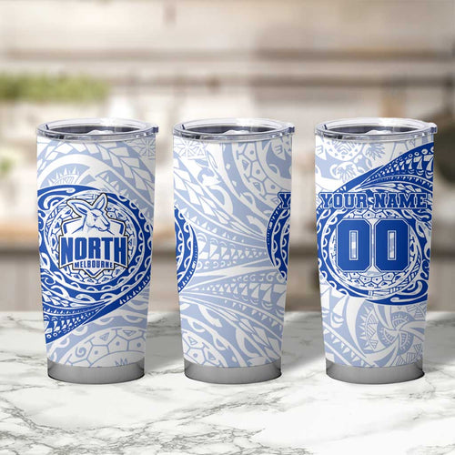 Personalized North Melbourne Kangaroos Polynesian Tumbler Cup Tribal Chest and Sleeve Tattoo Heritage Warrior