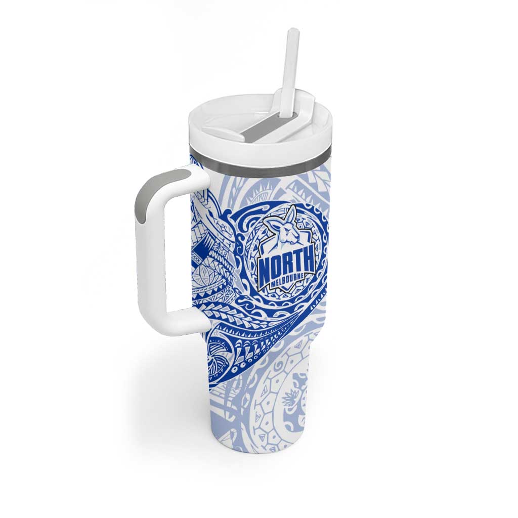 Personalized North Melbourne Kangaroos Polynesian Tumbler With Handle Tribal Chest and Sleeve Tattoo Heritage Warrior