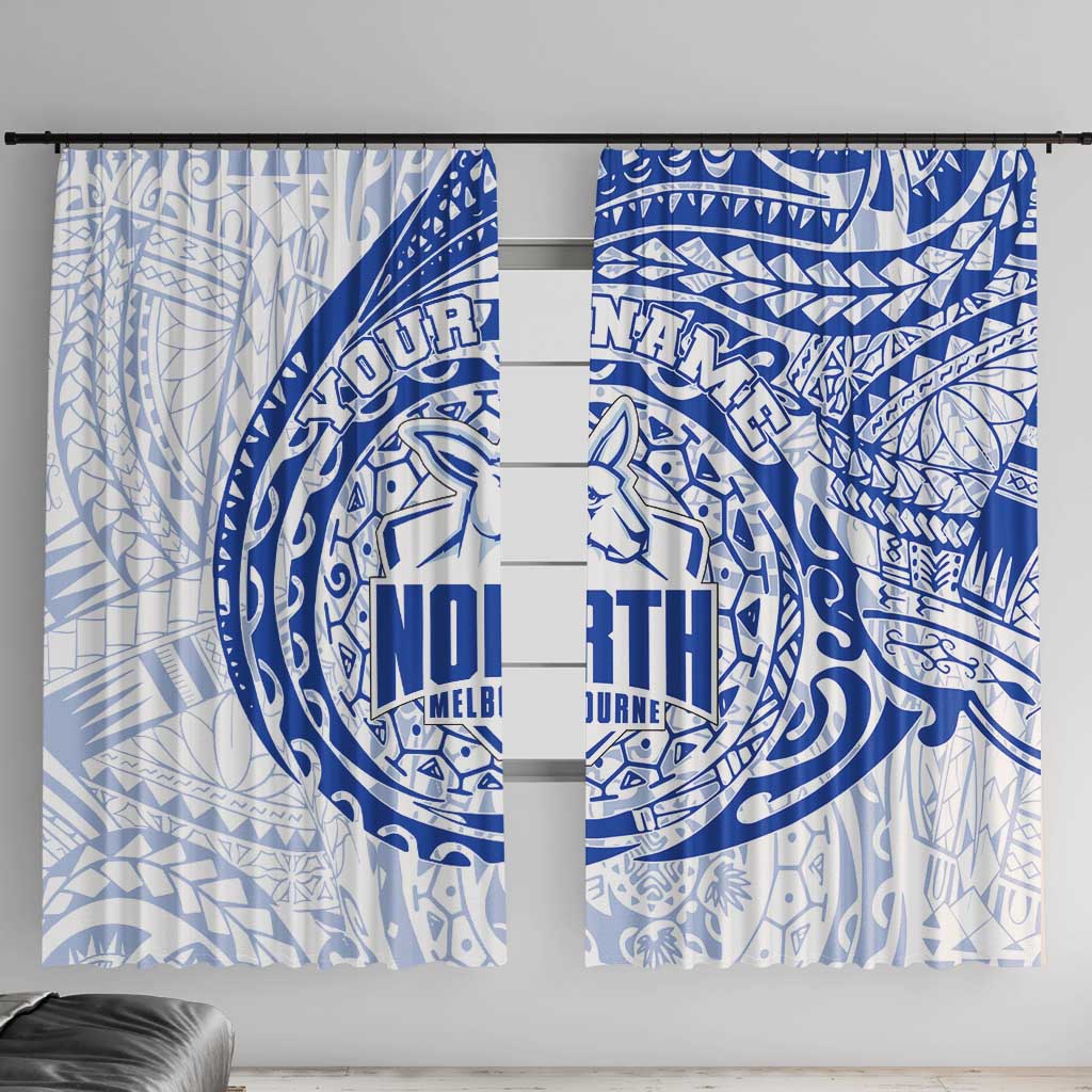 Personalized North Melbourne Kangaroos Polynesian Window Curtain Tribal Chest and Sleeve Tattoo Heritage Warrior