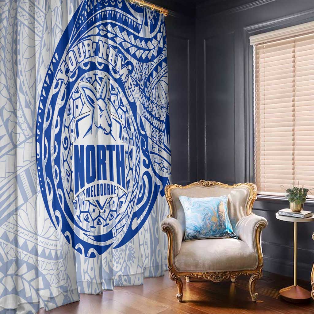 Personalized North Melbourne Kangaroos Polynesian Window Curtain Tribal Chest and Sleeve Tattoo Heritage Warrior