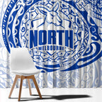 Personalized North Melbourne Kangaroos Polynesian Window Curtain Tribal Chest and Sleeve Tattoo Heritage Warrior